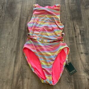 NWT Boamar Anthropologie Nicholas High Neck Printed One Piece Swimsuit Sz XS